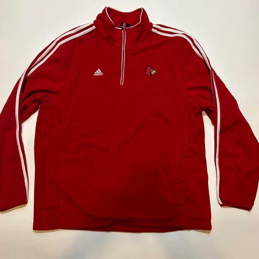 Adidas University of Louisville Cardinals Quarter Zip Pullover Womens Size 2XL